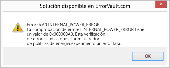 Fix INTERNAL_POWER_ERROR (Error Error 0xA0)
