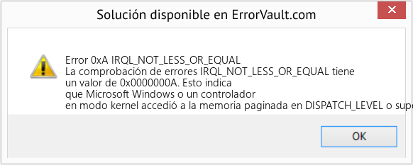 Fix IRQL_NOT_LESS_OR_EQUAL (Error Error 0xA)