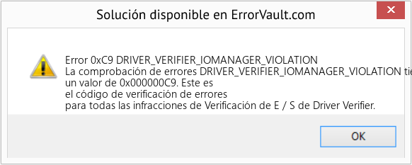 Fix DRIVER_VERIFIER_IOMANAGER_VIOLATION (Error Error 0xC9)