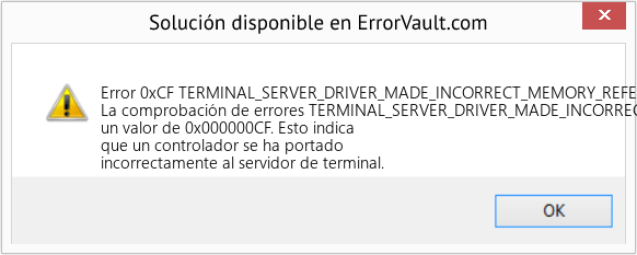 Fix TERMINAL_SERVER_DRIVER_MADE_INCORRECT_MEMORY_REFERENCE (Error Error 0xCF)