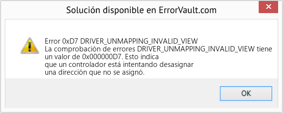 Fix DRIVER_UNMAPPING_INVALID_VIEW (Error Error 0xD7)