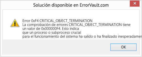 Fix CRITICAL_OBJECT_TERMINATION (Error Error 0xF4)