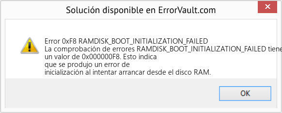 Fix RAMDISK_BOOT_INITIALIZATION_FAILED (Error Error 0xF8)