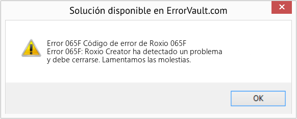Fix Código de error de Roxio 065F (Error Code 065F)