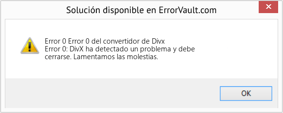 Descargar la herramienta de reparación de errores <?php echo $number; ?> (Error 0 del convertidor de Divx) Fix Error 0 del convertidor de Divx (Error Code 0)
