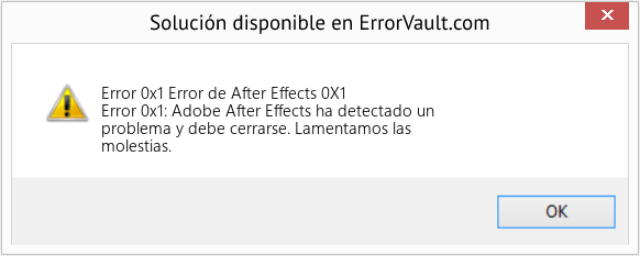 Fix Error de After Effects 0X1 (Error Code 0x1)