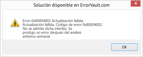 Fix Actualización fallida (Error Code 0x80004002)