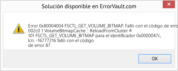 Fix FSCTL_GET_VOLUME_BITMAP. Falló con el código de error 87 (Error Code 0x80004004)