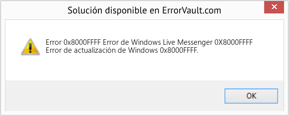 Descargar la herramienta de reparación de errores <?php echo $number; ?> (Error de Windows Live Messenger 0X8000FFFF) Fix Error de Windows Live Messenger 0X8000FFFF (Error Code 0x8000FFFF)