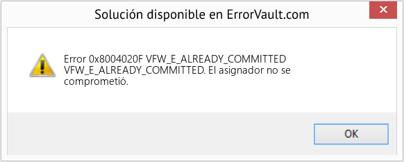 Fix VFW_E_ALREADY_COMMITTED (Error Code 0x8004020F)