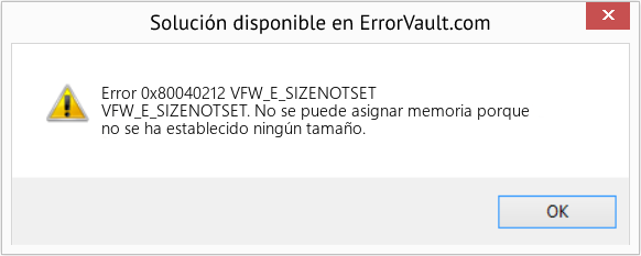Descargar la herramienta de reparación de errores <?php echo $number; ?> (VFW_E_SIZENOTSET) Fix VFW_E_SIZENOTSET (Error Code 0x80040212)