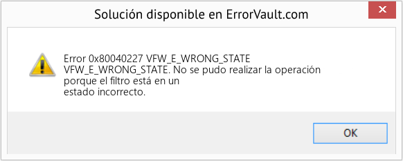 Descargar la herramienta de reparación de errores <?php echo $number; ?> (VFW_E_WRONG_STATE) Fix VFW_E_WRONG_STATE (Error Code 0x80040227)