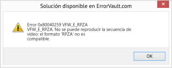 Fix VFW_E_RPZA (Error Code 0x80040259)