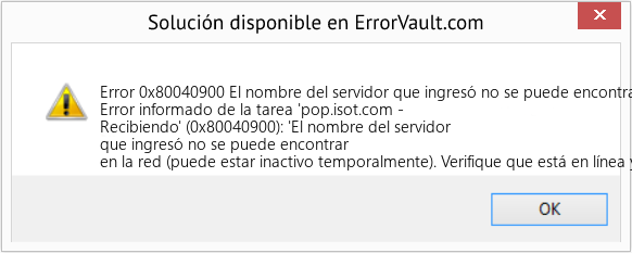 Fix El nombre del servidor que ingresó no se puede encontrar en la red (es posible que esté inactivo temporalmente) (Error Code 0x80040900)