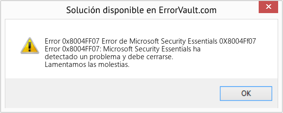 Fix Error de Microsoft Security Essentials 0X8004Ff07 (Error Code 0x8004FF07)
