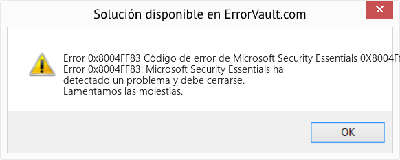 Fix Código de error de Microsoft Security Essentials 0X8004Ff83 (Error Code 0x8004FF83)