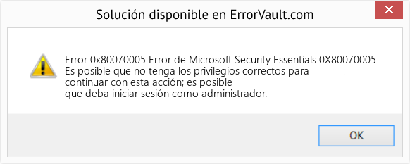 Fix Error de Microsoft Security Essentials 0X80070005 (Error Code 0x80070005)