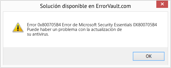 Descargar la herramienta de reparación de errores <?php echo $number; ?> (Error de Microsoft Security Essentials 0X800705B4) Fix Error de Microsoft Security Essentials 0X800705B4 (Error Code 0x800705B4)