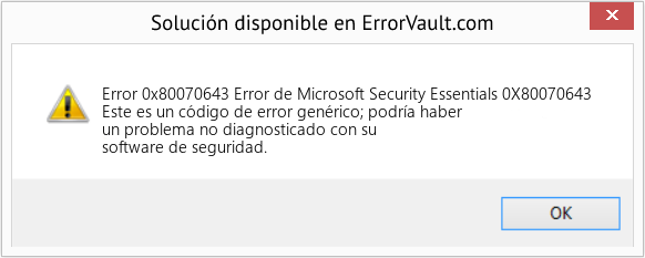 Fix Error de Microsoft Security Essentials 0X80070643 (Error Code 0x80070643)