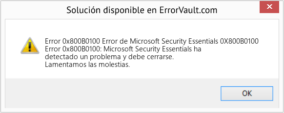 Fix Error de Microsoft Security Essentials 0X800B0100 (Error Code 0x800B0100)