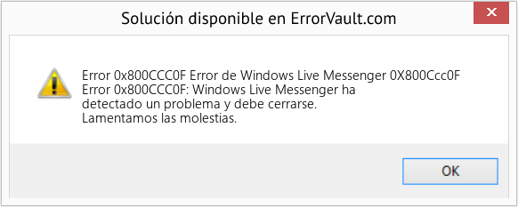 Fix Error de Windows Live Messenger 0X800Ccc0F (Error Code 0x800CCC0F)