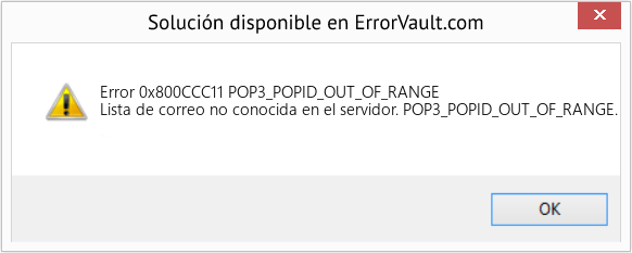 Fix POP3_POPID_OUT_OF_RANGE (Error Code 0x800CCC11)