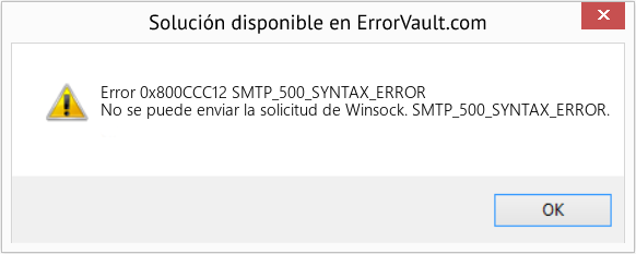 Fix SMTP_500_SYNTAX_ERROR (Error Code 0x800CCC12)