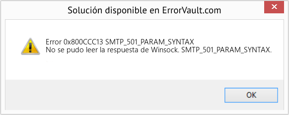 Fix SMTP_501_PARAM_SYNTAX (Error Code 0x800CCC13)