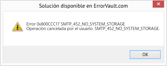 Fix SMTP_452_NO_SYSTEM_STORAGE (Error Code 0x800CCC17)