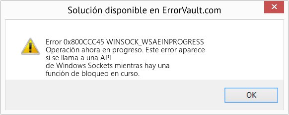 Fix WINSOCK_WSAEINPROGRESS (Error Code 0x800CCC45)