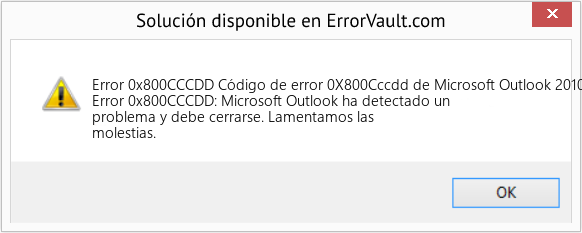 Fix Código de error 0X800Cccdd de Microsoft Outlook 2010 (Error Code 0x800CCCDD)
