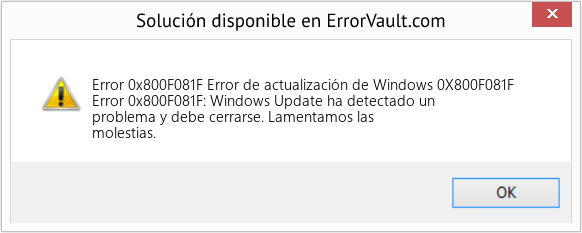 Descargar la herramienta de reparación de errores <?php echo $number; ?> (Error de actualización de Windows 0X800F081F) Fix Error de actualización de Windows 0X800F081F (Error Code 0x800F081F)