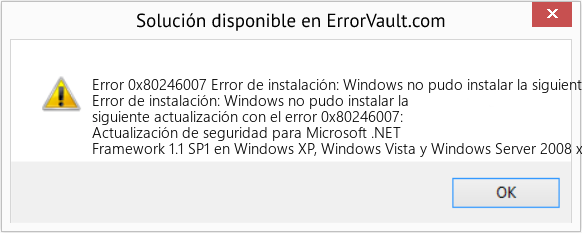 Fix Error de instalación: Windows no pudo instalar la siguiente actualización con el error 0x80246007. (Error Code 0x80246007)