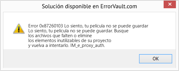 Fix Lo siento, tu película no se puede guardar (Error Code 0x87260103)