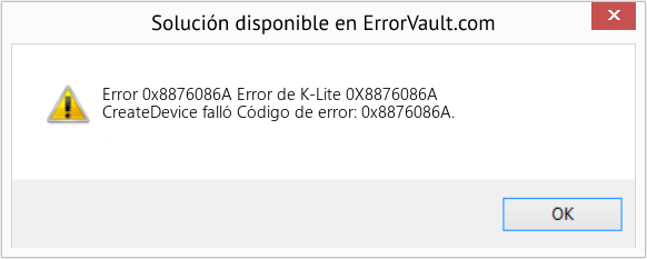 Fix Error de K-Lite 0X8876086A (Error Code 0x8876086A)