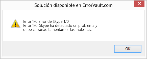 Fix Error de Skype 1/0 (Error Code 1/0)