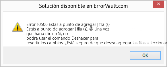 Descargar la herramienta de reparación de errores <?php echo $number; ?> (Estás a punto de agregar | fila (s)) Fix Estás a punto de agregar | fila (s) (Error Code 10506)