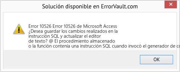 Descargar la herramienta de reparación de errores <?php echo $number; ?> (Error 10526 de Microsoft Access) Fix Error 10526 de Microsoft Access (Error Code 10526)