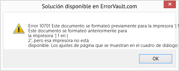 Fix Este documento se formateó previamente para la impresora '| 1 en | 2', pero esa impresora no está disponible (Error Code 10701)