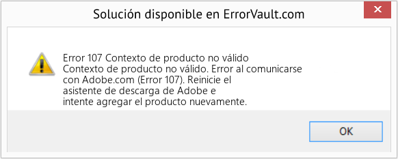Descargar la herramienta de reparación de errores <?php echo $number; ?> (Contexto de producto no válido) Fix Contexto de producto no válido (Error Code 107)