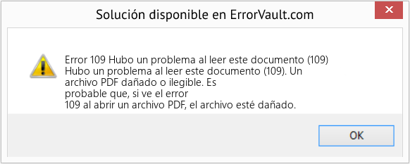 Descargar la herramienta de reparación de errores <?php echo $number; ?> (Hubo un problema al leer este documento (109)) Fix Hubo un problema al leer este documento (109) (Error Code 109)
