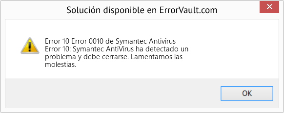 Fix Error 0010 de Symantec Antivirus (Error Code 10)