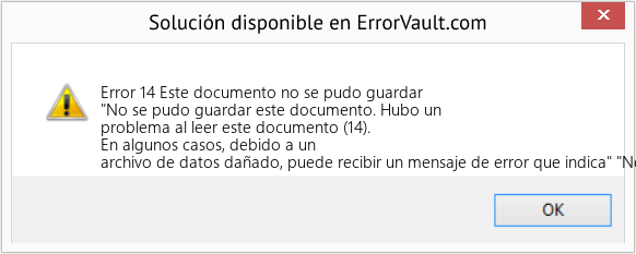 Fix Este documento no se pudo guardar (Error Code 14)