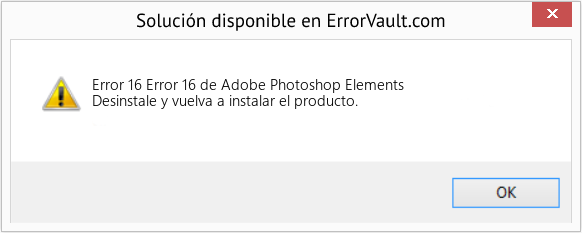 Descargar la herramienta de reparación de errores <?php echo $number; ?> (Error 16 de Adobe Photoshop Elements) Fix Error 16 de Adobe Photoshop Elements (Error Code 16)
