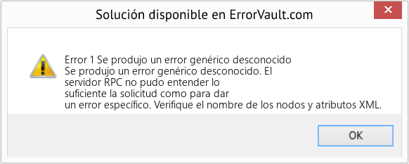 Descargar la herramienta de reparación de errores <?php echo $number; ?> (Se produjo un error genérico desconocido) Fix Se produjo un error genérico desconocido (Error Code 1)