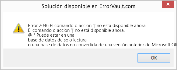 Fix El comando o acción '|' no está disponible ahora (Error Code 2046)