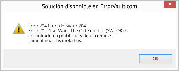 Fix Error de Swtor 204 (Error Code 204)