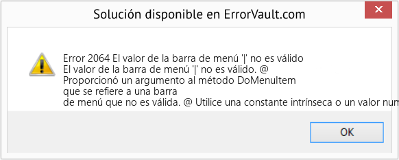 Fix El valor de la barra de menú '|' no es válido (Error Code 2064)