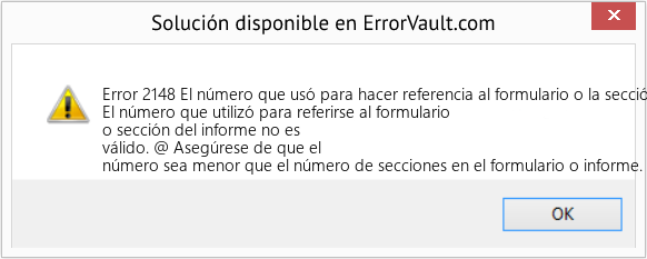 Fix El número que usó para hacer referencia al formulario o la sección del informe no es válido (Error Code 2148)