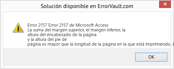 Descargar la herramienta de reparación de errores <?php echo $number; ?> (Error 2157 de Microsoft Access) Fix Error 2157 de Microsoft Access (Error Code 2157)